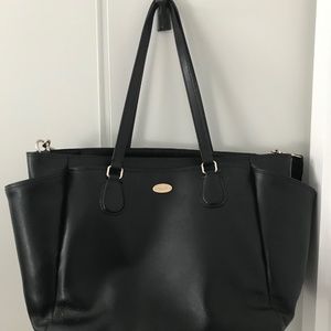 Black Leather Coach Diaper Bag.Excellent Condition
